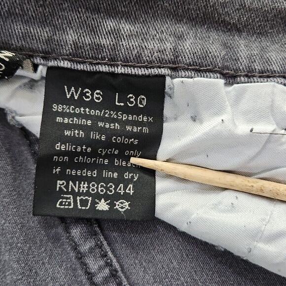 Franky Max Jeans Men's W36 L30 Tapered Gray Wash Moto Biker Reinforcement Denim - Picture 8 of 16